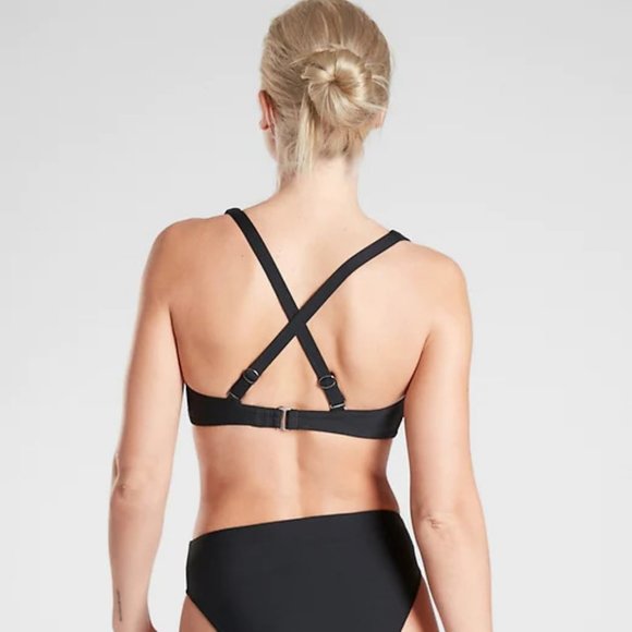 Athleta Square Neck Bra Cup Bikini Top size 40B/C Black - Picture 2 of 4